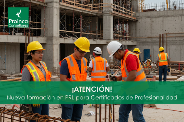 Nueva formación en PRL para Certificados de Profesionalidad