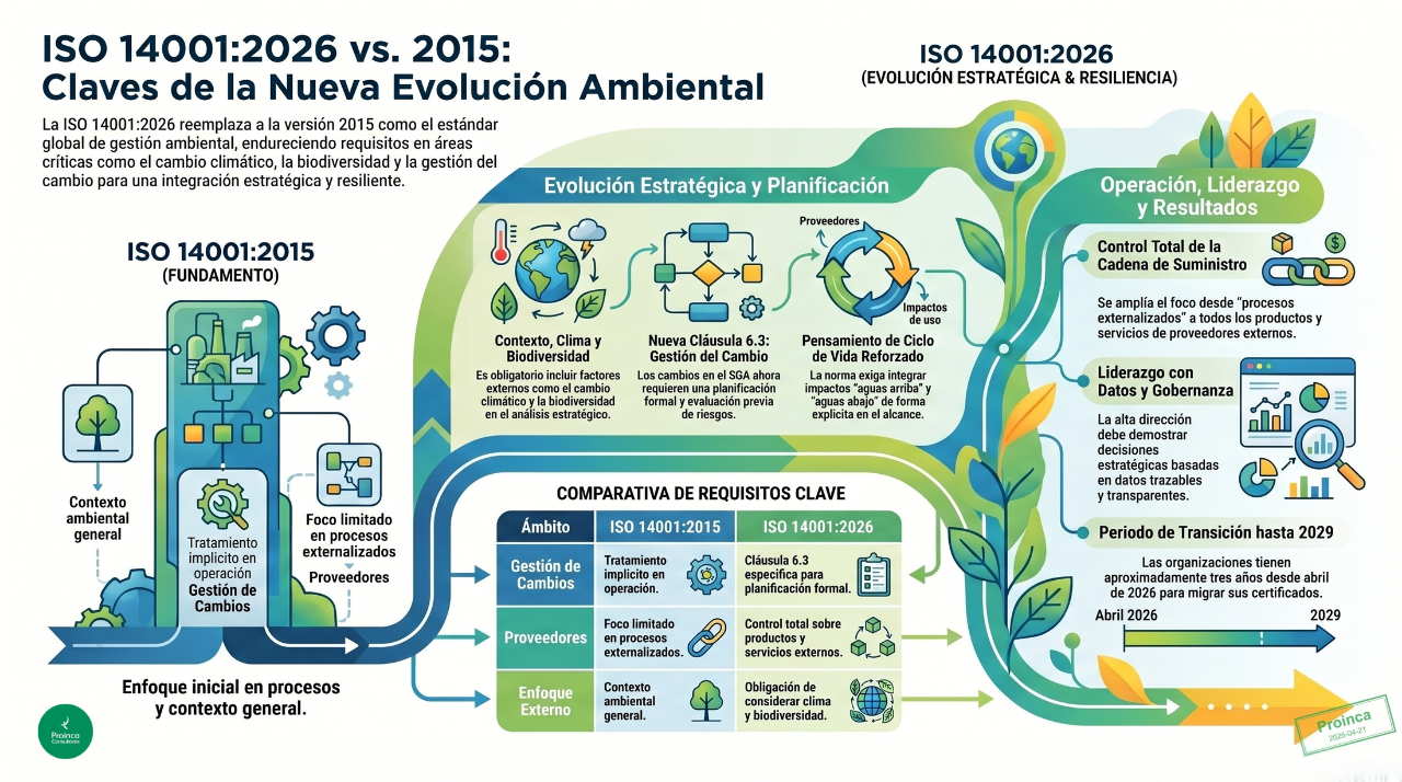 Esquema de cambios de la nueva ISO 14001:2026